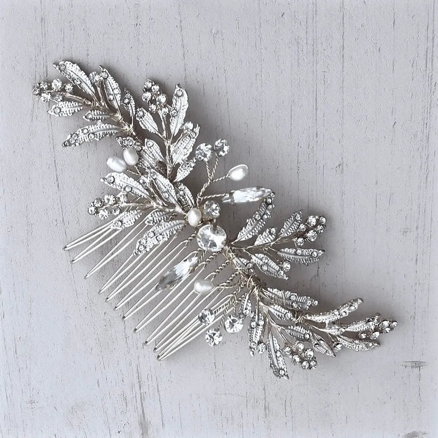 Wedding Hair Accessories - Pearl and Crystal Bridal Hair Comb - Available in Gold and Silver
