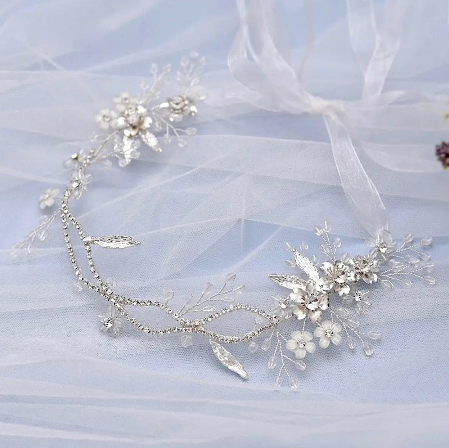 Wedding Hair Accessories - Silver Bridal Headband / Hair Vine