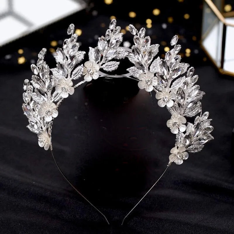 Diademas Con Corona De Perlas Y Strass Para Niñas - Tiaras Plateadas Para Bodas, Fiestas Y Cosplay