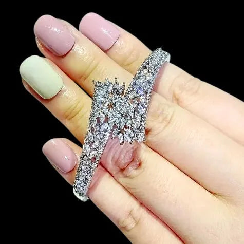 Wedding Jewelry - Silver Cubic Zirconia Bridal Bracelet