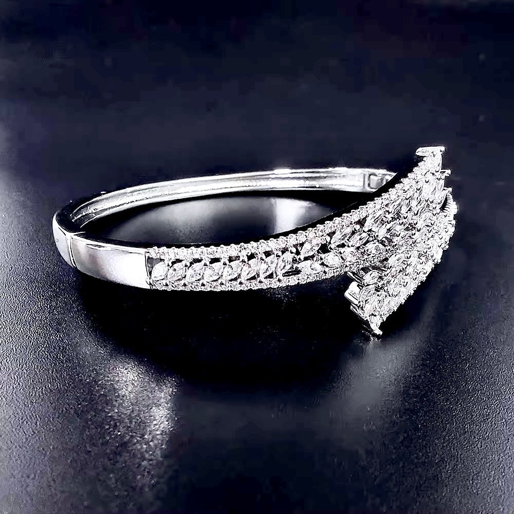 Wedding Jewelry - Silver Cubic Zirconia Bridal Bracelet