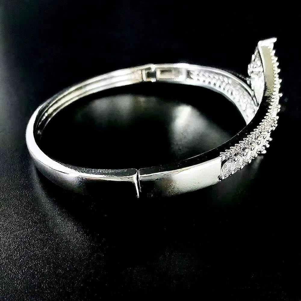 Wedding Jewelry - Silver Cubic Zirconia Bridal Bracelet