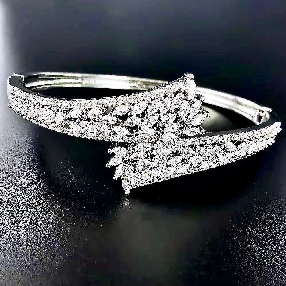 Wedding Jewelry - Silver Cubic Zirconia Bridal Bracelet