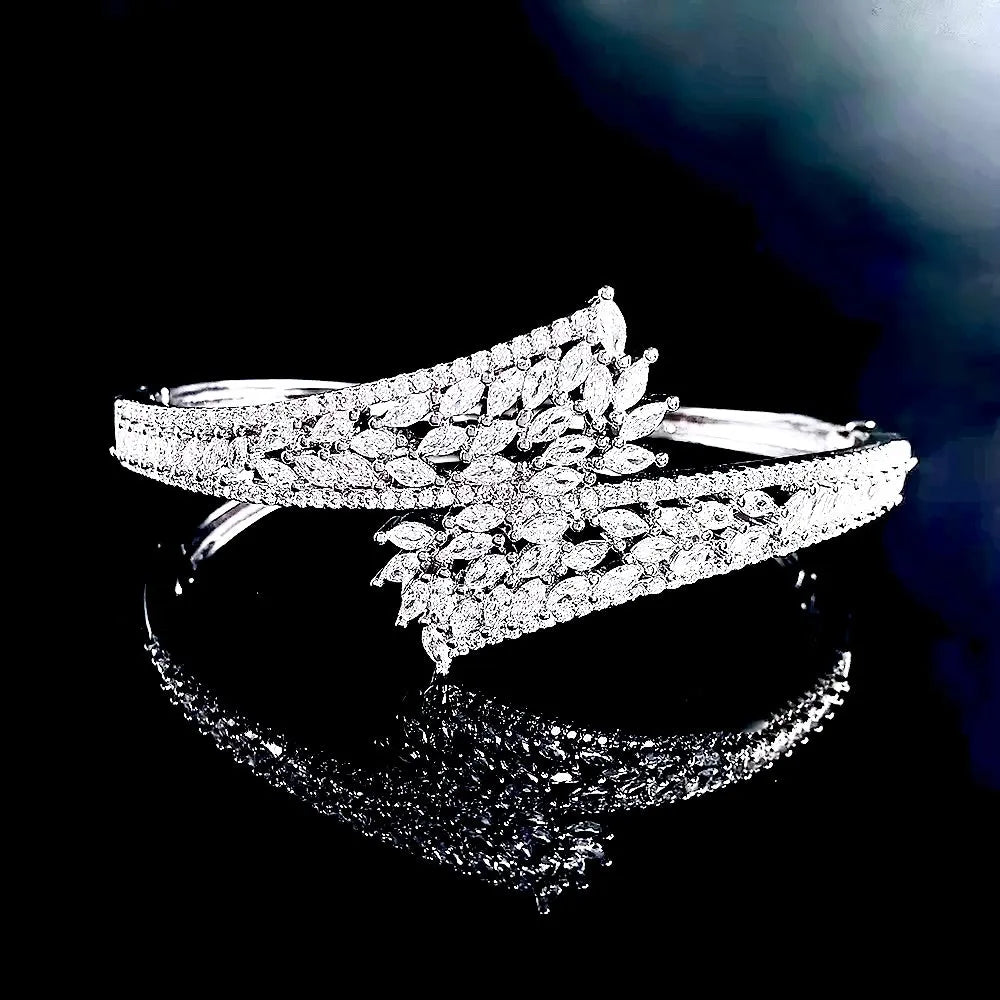 Wedding Jewelry - Silver Cubic Zirconia Bridal Bracelet