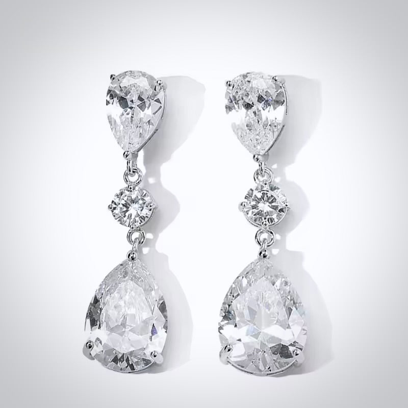 Wedding Jewelry - Silver Cubic Zirconia Bridal Earrings 'Dream'