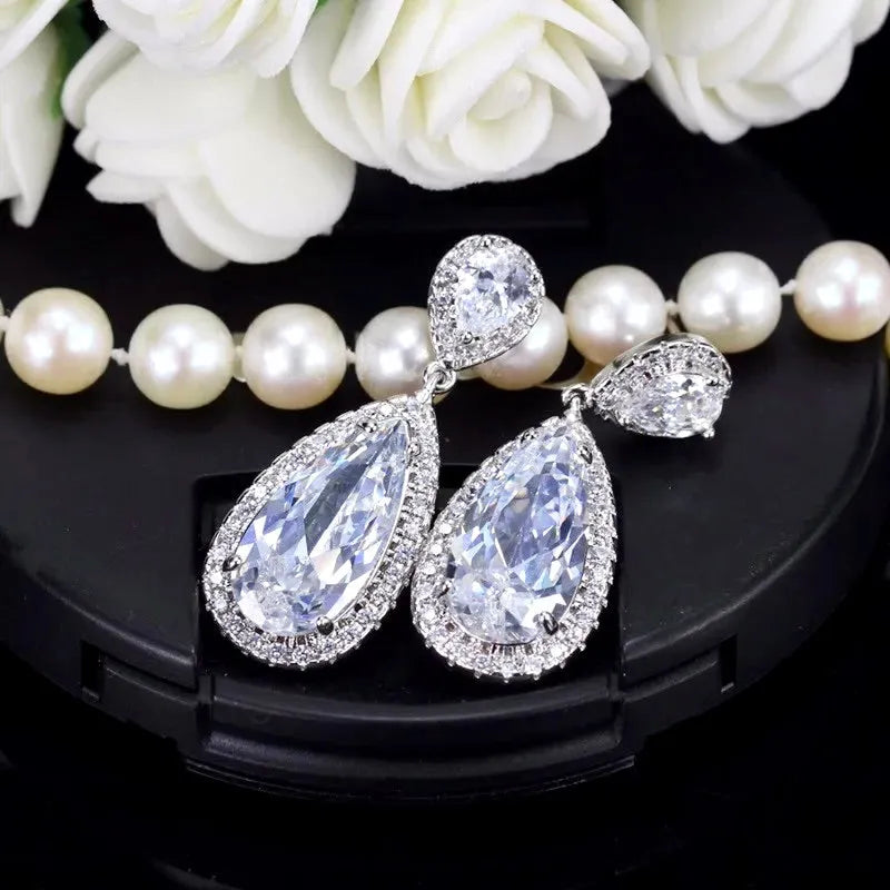 Wedding Jewelry - Cubic Zirconia Bridal Earrings 