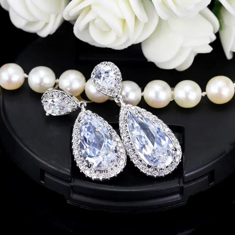 Wedding Jewelry - Cubic Zirconia Bridal Earrings 