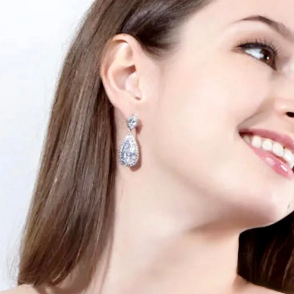 Wedding Jewelry - Cubic Zirconia Bridal Earrings 
