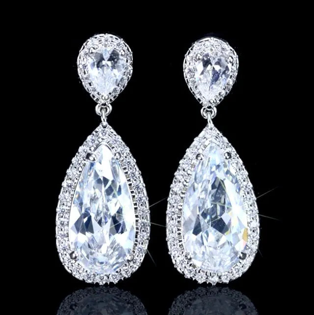Wedding Jewelry - Cubic Zirconia Bridal Earrings 