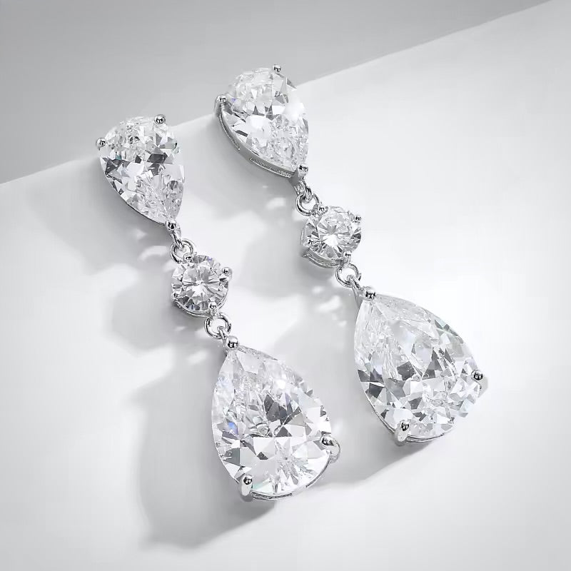 Wedding Jewelry - Silver Cubic Zirconia Bridal Earrings 'Dream'