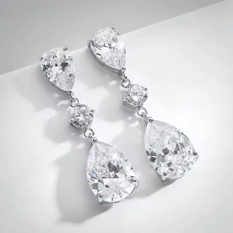 Wedding Jewelry - Silver Cubic Zirconia Bridal Earrings 'Dream'