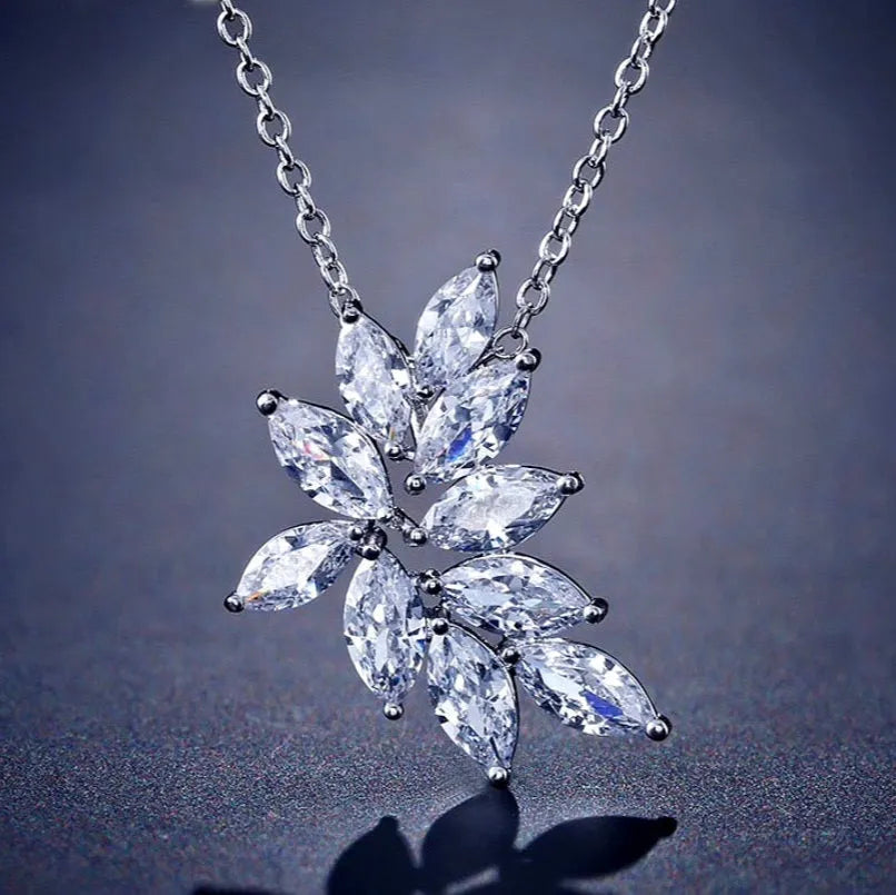 Wedding Jewelry - Silver Cubic Zirconia Bridal Necklace - Available in Silver, Rose Gold and Yellow Gold