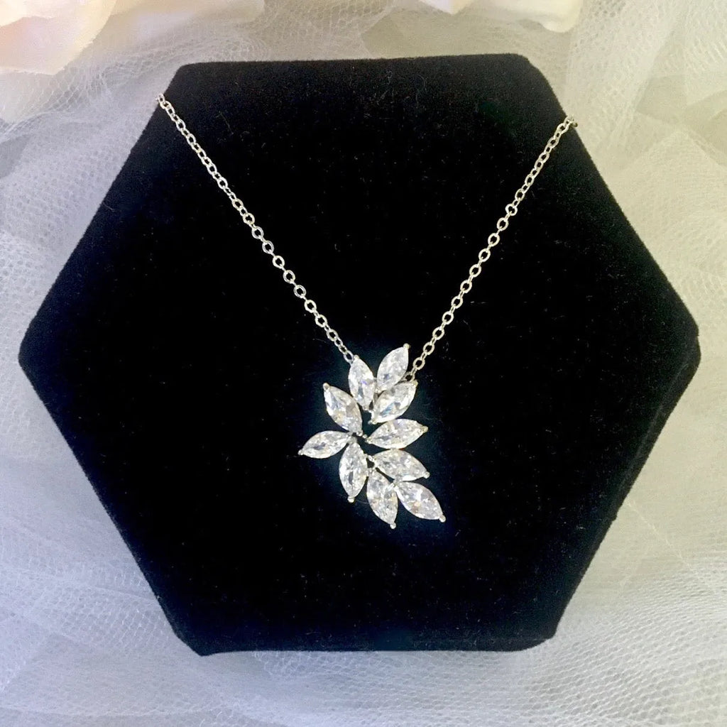 Wedding Jewelry - Silver Cubic Zirconia Bridal Necklace - Available in Silver, Rose Gold and Yellow Gold