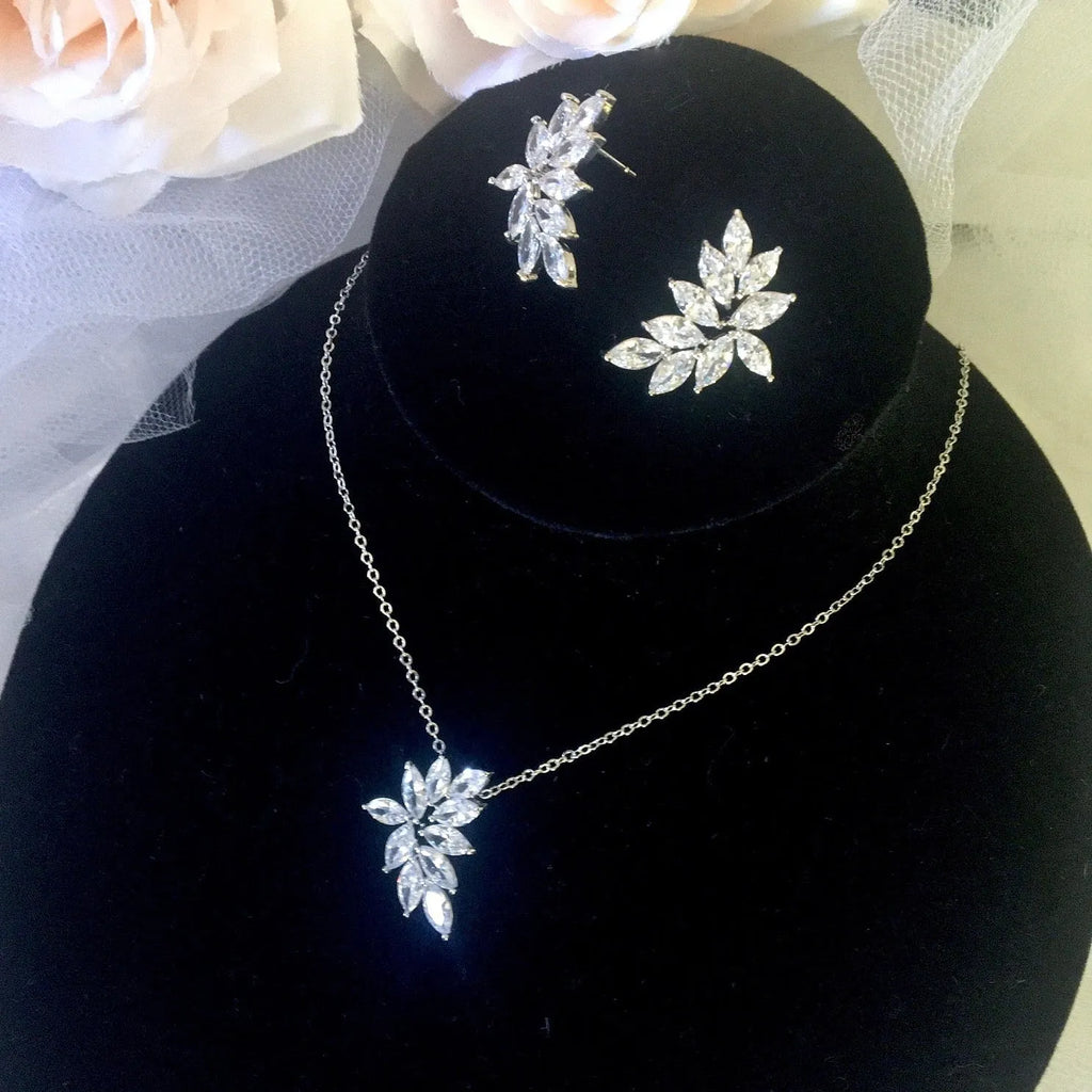 Wedding Jewelry - Silver Cubic Zirconia Bridal Necklace - Available in Silver, Rose Gold and Yellow Gold