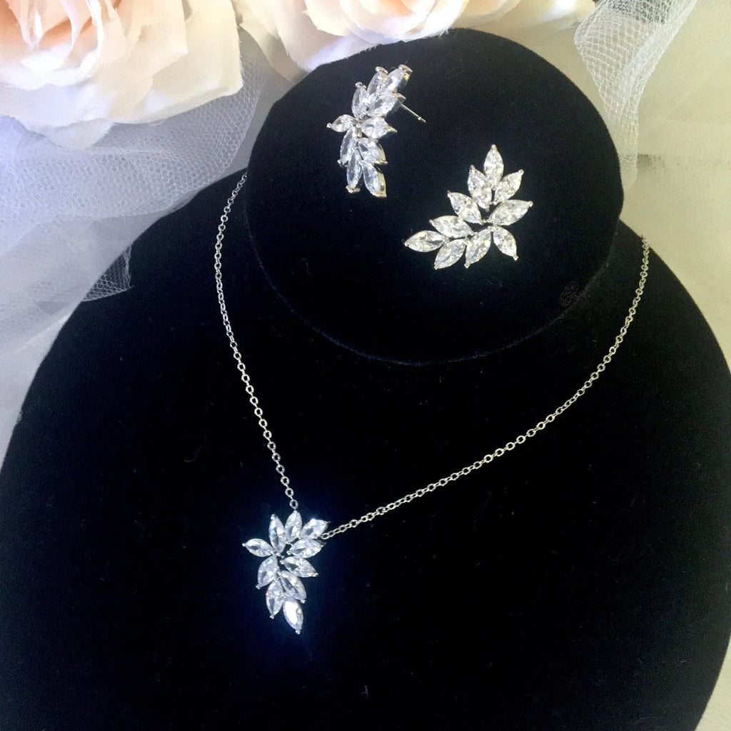 Wedding Jewelry - Cubic Zirconia Bridal Earrings - Available in Silver, Rose Gold and Yellow Gold