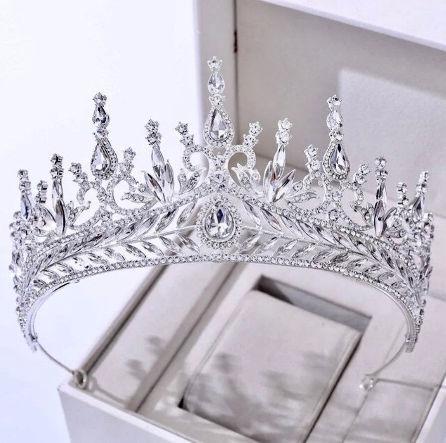 Wedding Hair Accessories - Cubic Zirconia Tall Bridal Tiara - Available in Silver and Gold
