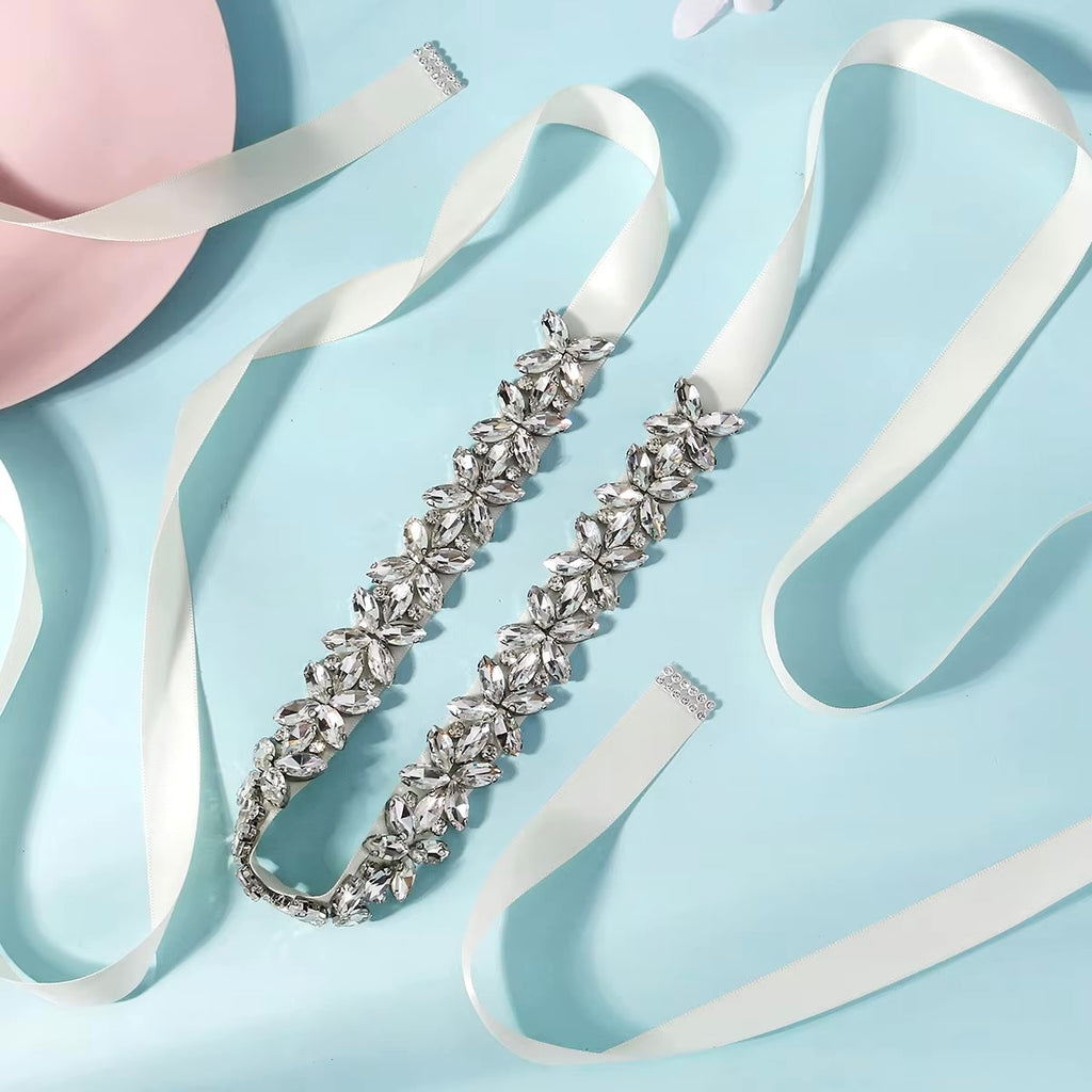 Wedding Accessories - Silver Crystal Bridal Belt/Sash