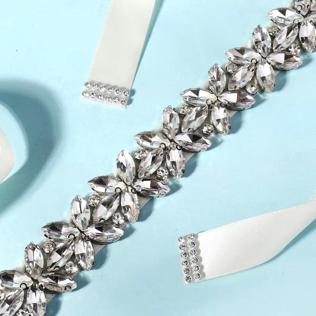 Wedding Accessories - Silver Crystal Bridal Belt/Sash