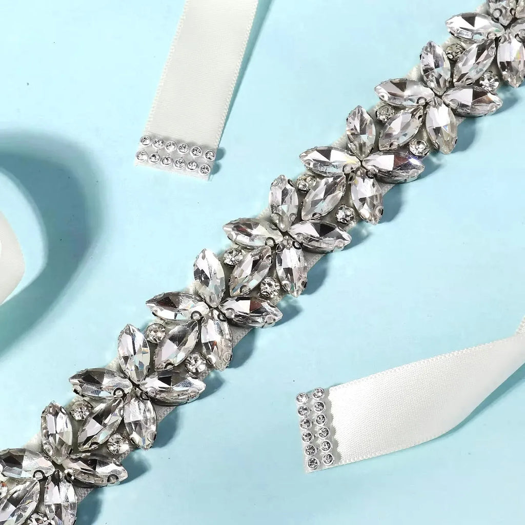 Wedding Accessories - Silver Crystal Bridal Belt/Sash