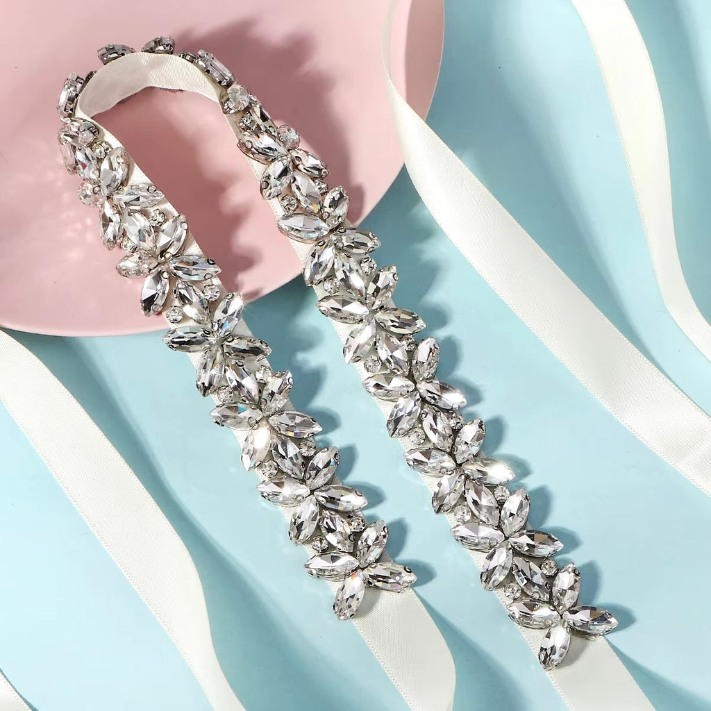 Wedding Accessories - Silver Crystal Bridal Belt/Sash