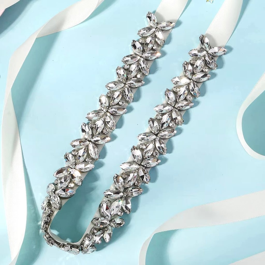 Wedding Accessories - Silver Crystal Bridal Belt/Sash