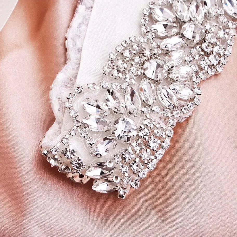 Silver Crystal Bridal Belt Sash – Elegant Wedding Dress  display picture 1