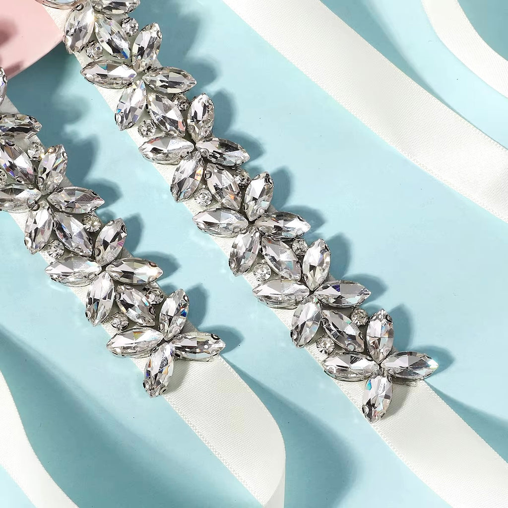 Wedding Accessories - Silver Crystal Bridal Belt/Sash
