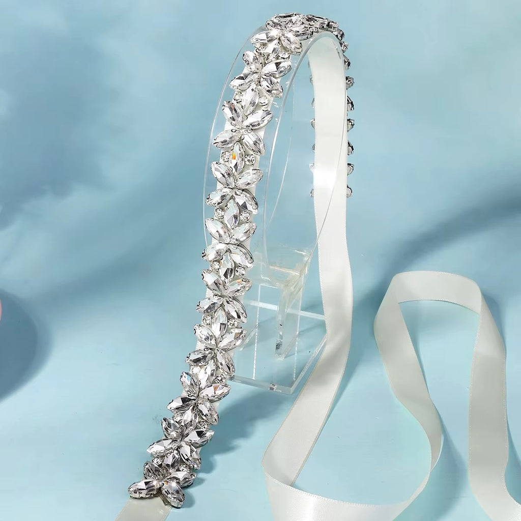 Wedding Accessories - Silver Crystal Bridal Belt/Sash