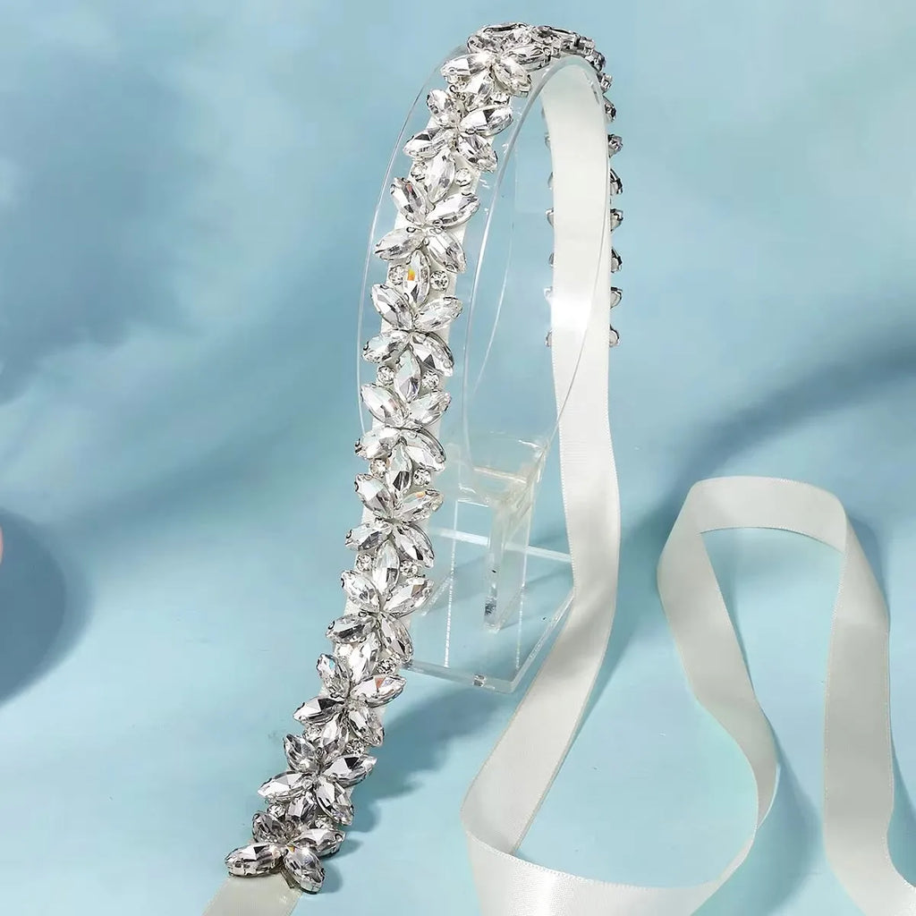 Wedding Accessories - Silver Crystal Bridal Belt/Sash