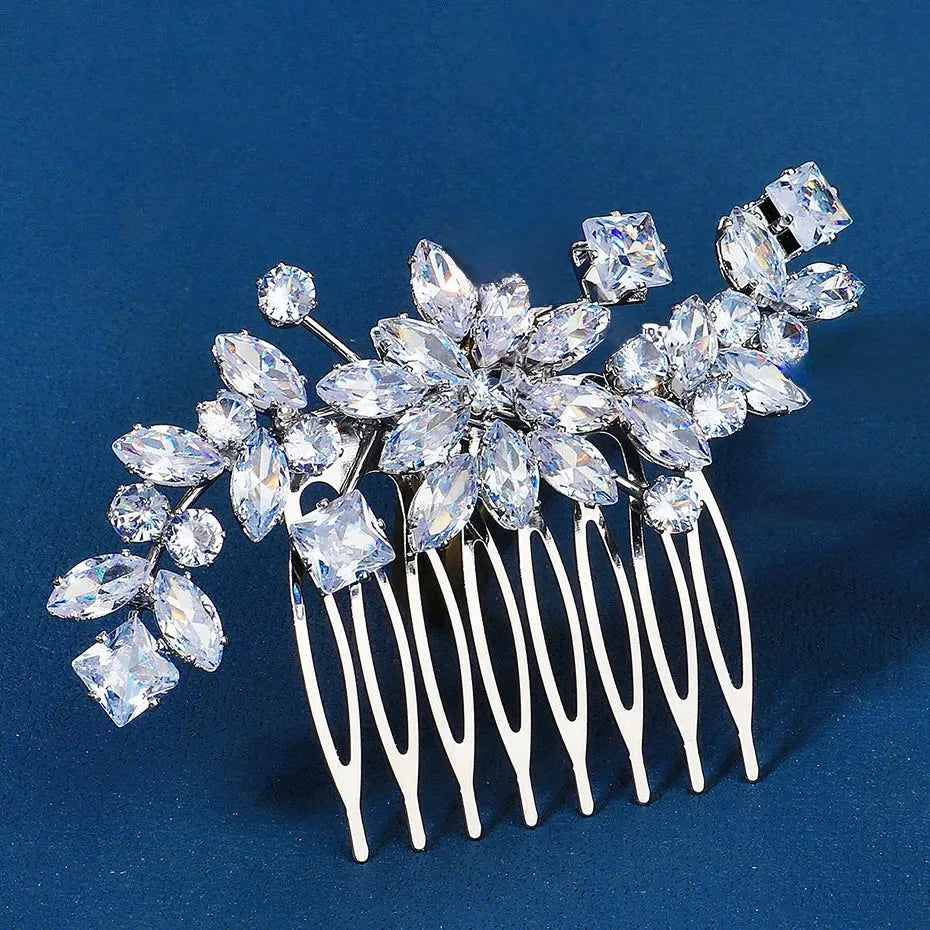 Wedding Hair Accessories – Sparkling CZ Bridal Hair Comb in Silver
