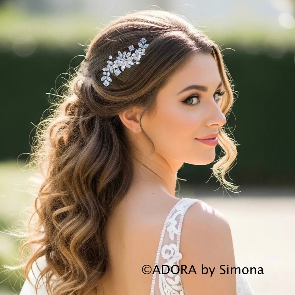 Wedding Hair Accessories – Sparkling CZ Bridal Hair Comb in Silver