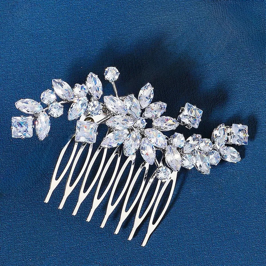 Wedding Hair Accessories – Sparkling CZ Bridal Hair Comb in Silver