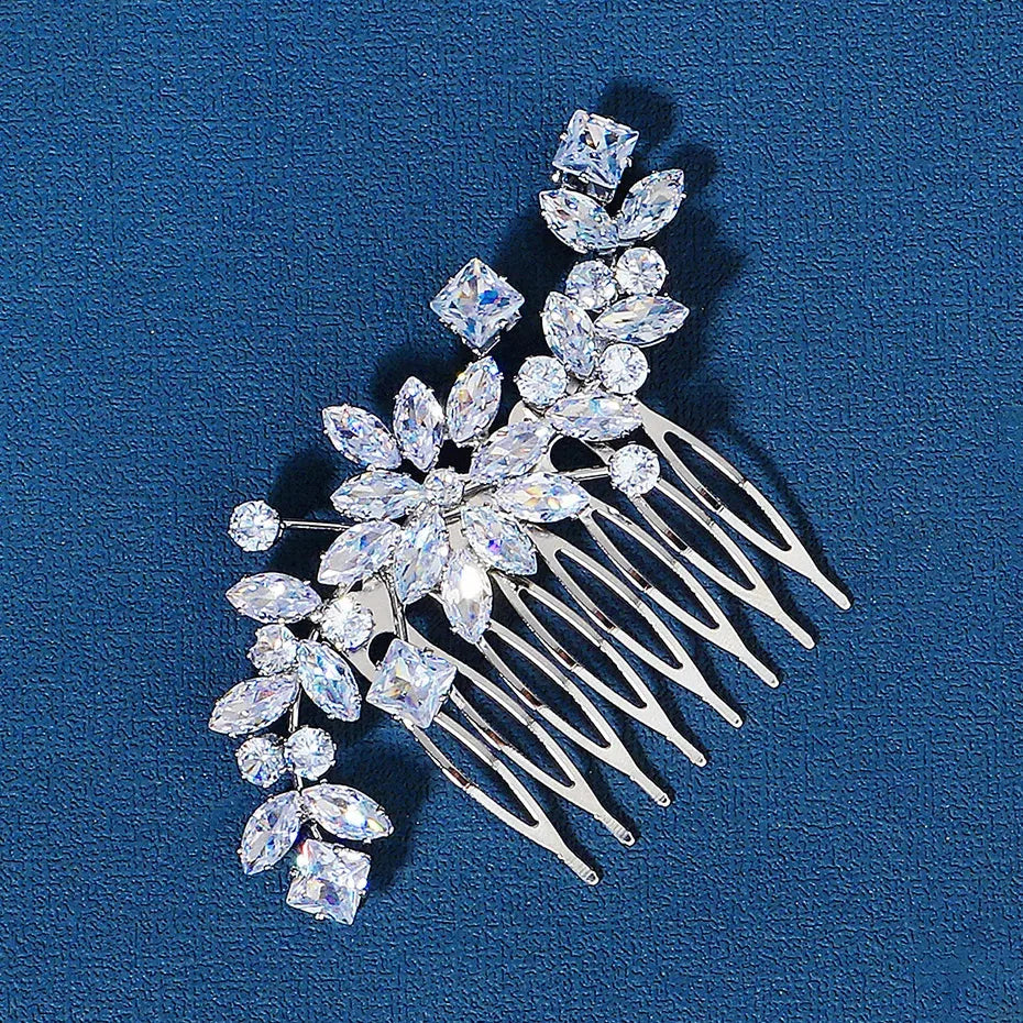 Wedding Hair Accessories – Sparkling CZ Bridal Hair Comb in Silver