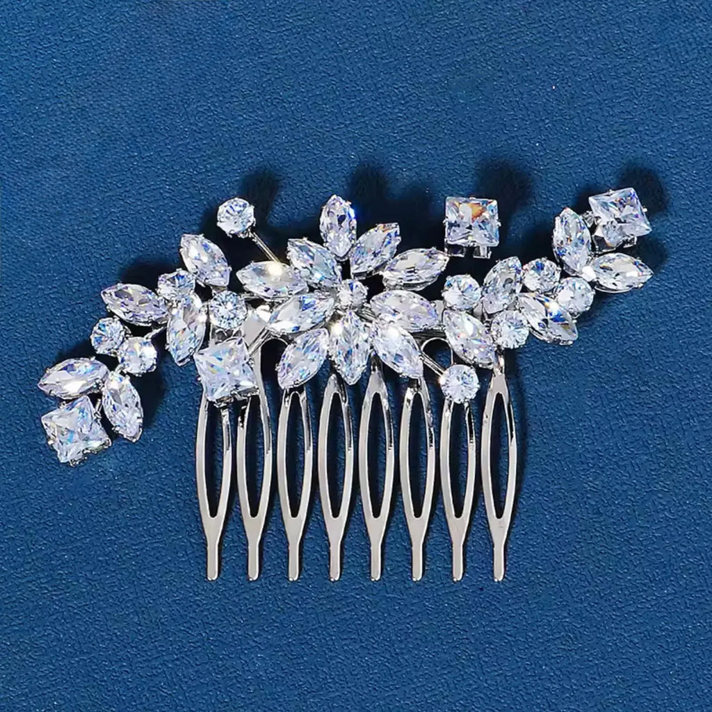 Wedding Hair Accessories – Sparkling CZ Bridal Hair Comb in Silver