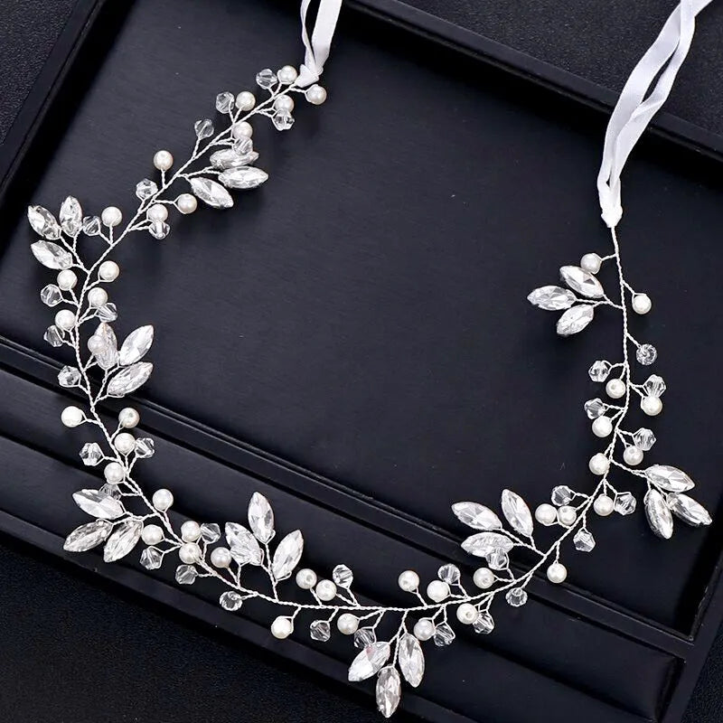 Wedding Hair Accessories - Pearl and Crystal Bridal Headband / Hair Vine