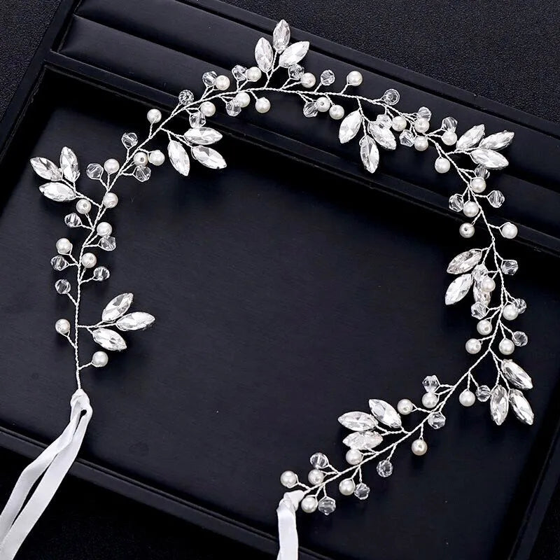 Wedding Hair Accessories - Pearl and Crystal Bridal Headband / Hair Vine