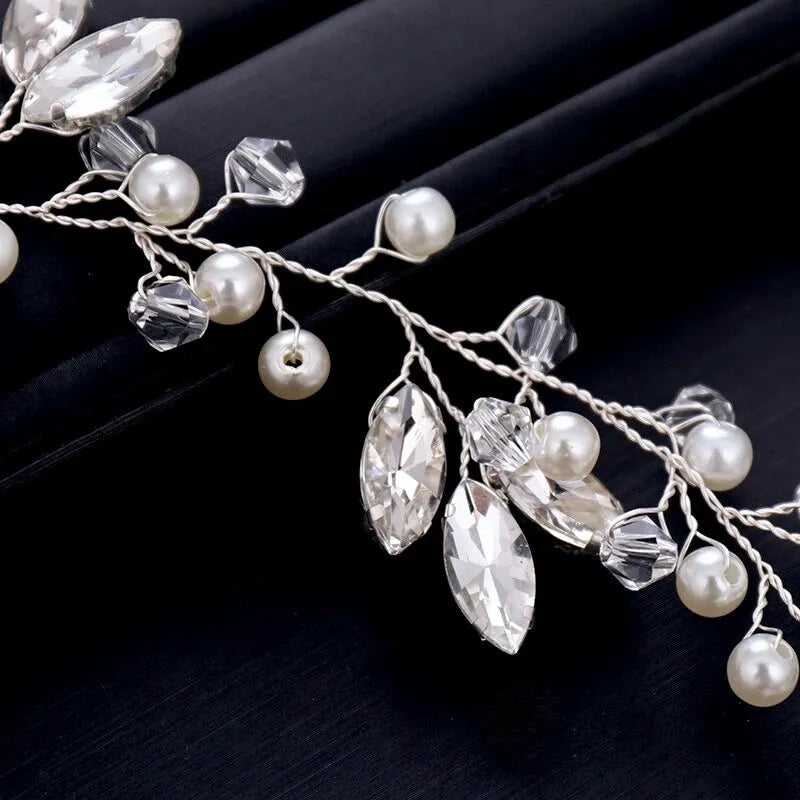 Wedding Hair Accessories - Pearl and Crystal Bridal Headband / Hair Vine