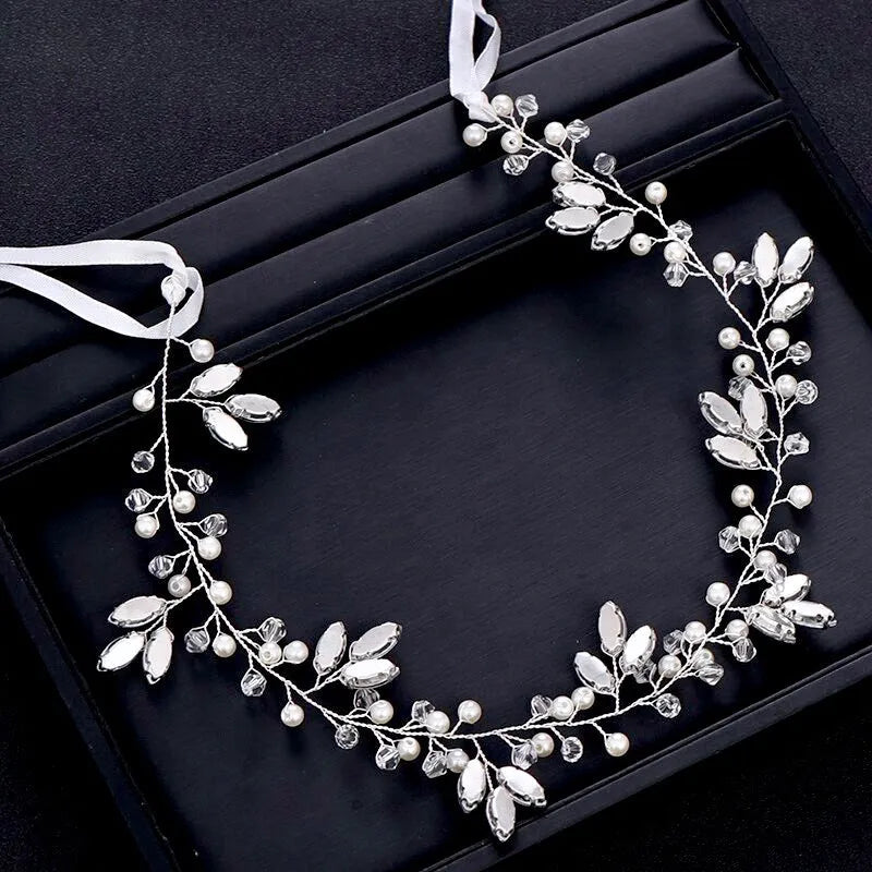 Wedding Hair Accessories - Pearl and Crystal Bridal Headband / Hair Vine