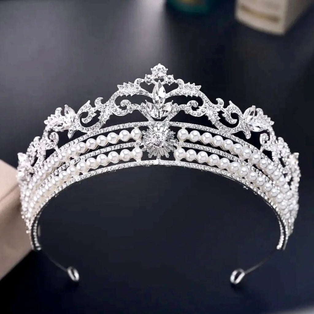 Wedding Hair Accessories - Silver Pearl Bridal Tiara