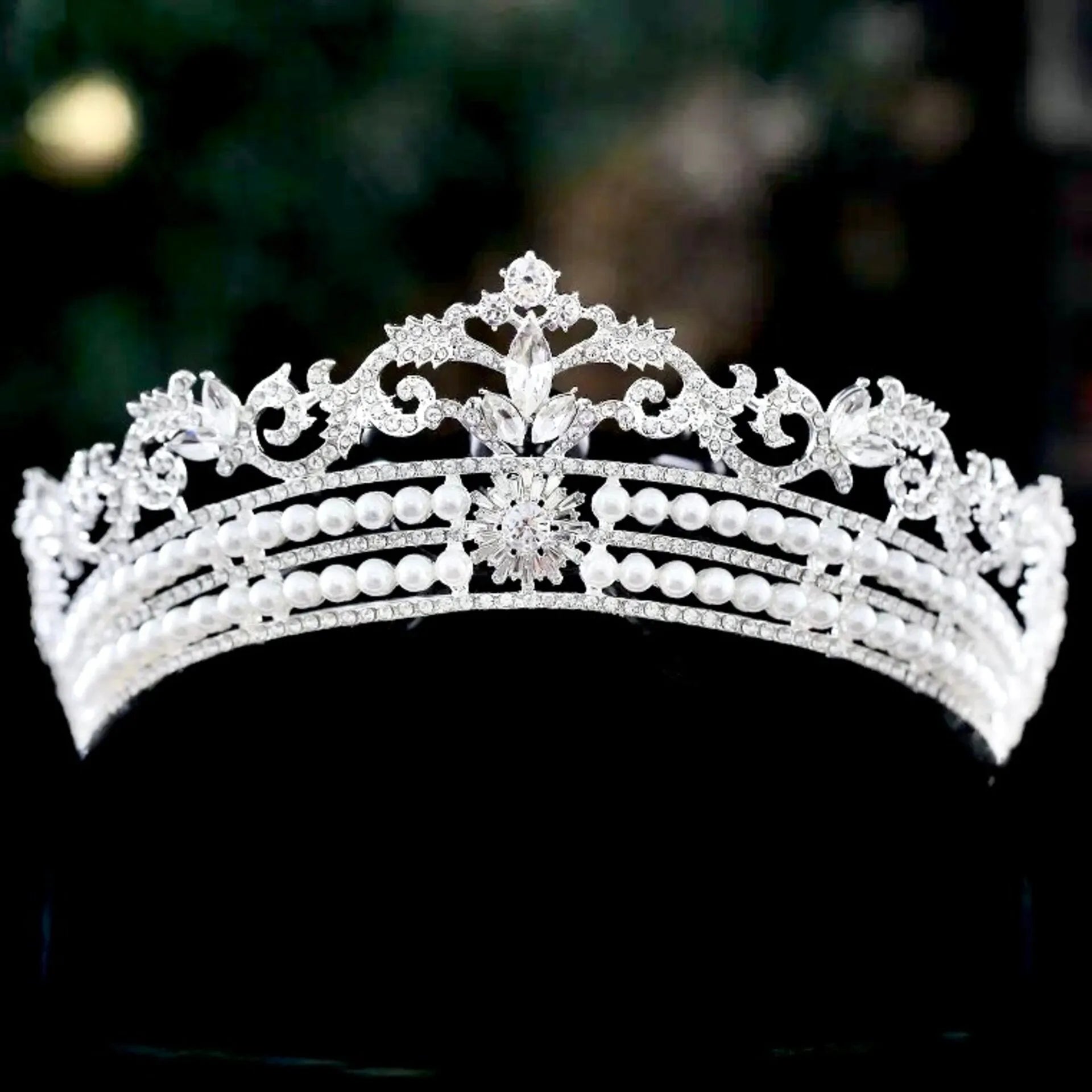 Wedding Hair Accessories - Pearl and Crystal Bridal Tiara  display picture 1