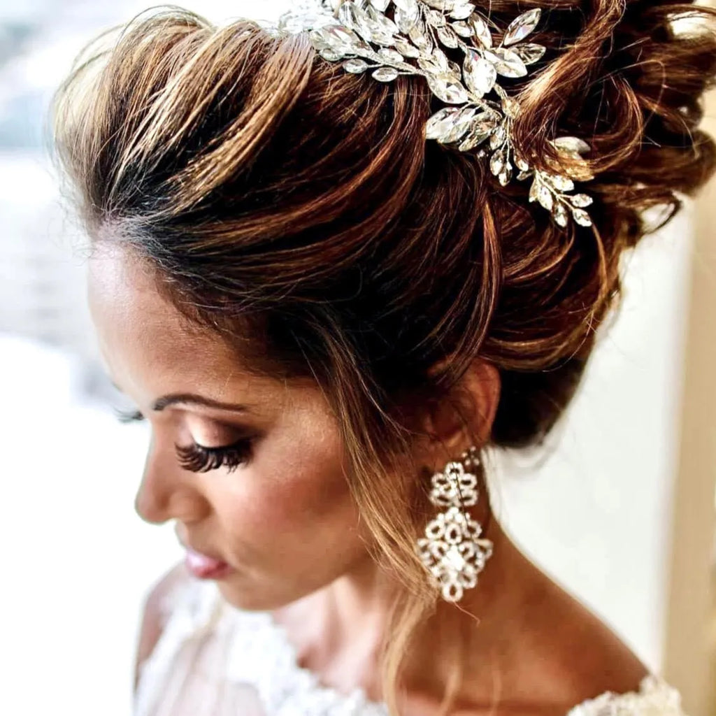 Bridal Jewelry - Silver Crystal Bridal Earrings