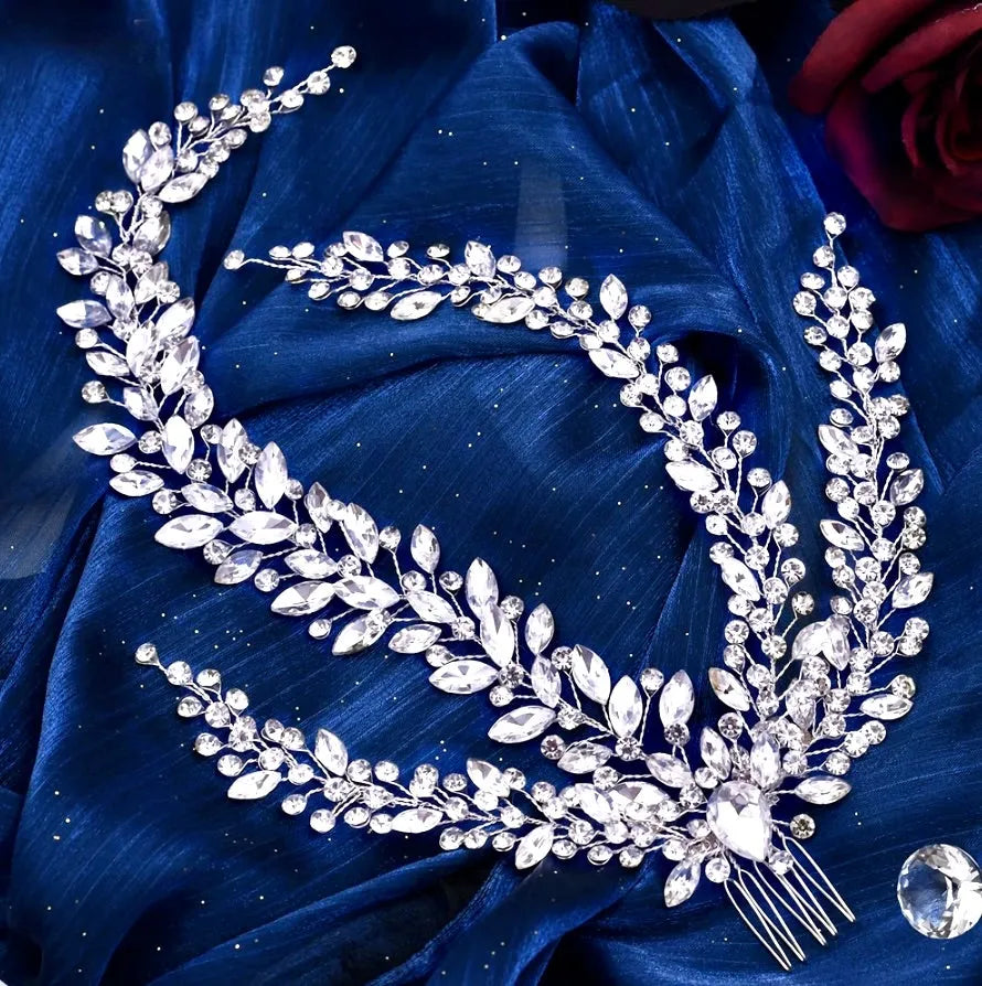 Silver Rhinestone Wedding Headpiece – Sparkling Bridal Hair  display picture 1