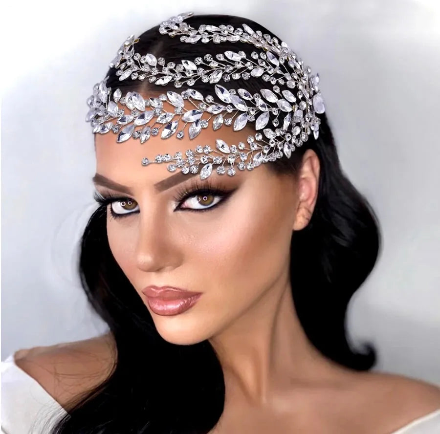 Wedding Hair Accessories - Silver Rhinestone Bridal Headdress Headpiece