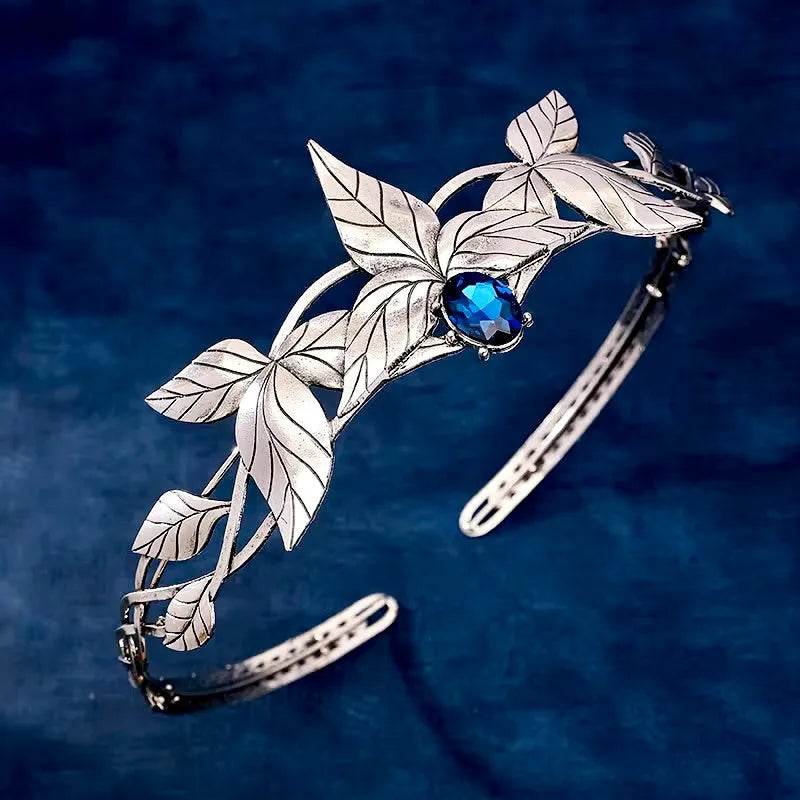 Wedding Hair Accessories - Silver Royal Crown with Blue Center Stone