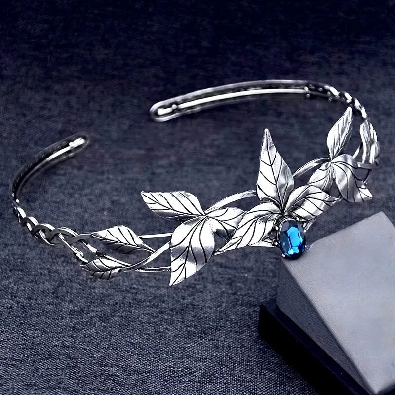 Wedding Hair Accessories - Silver Royal Crown with Blue Center Stone