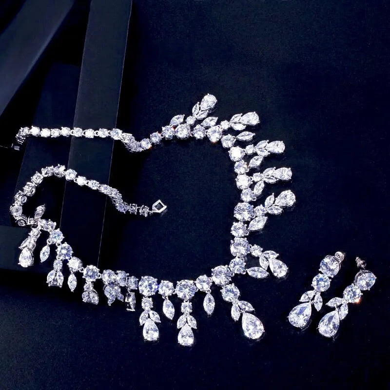 Wedding Jewelry - Silver Cubic Zirconia Bridal Jewelry Set