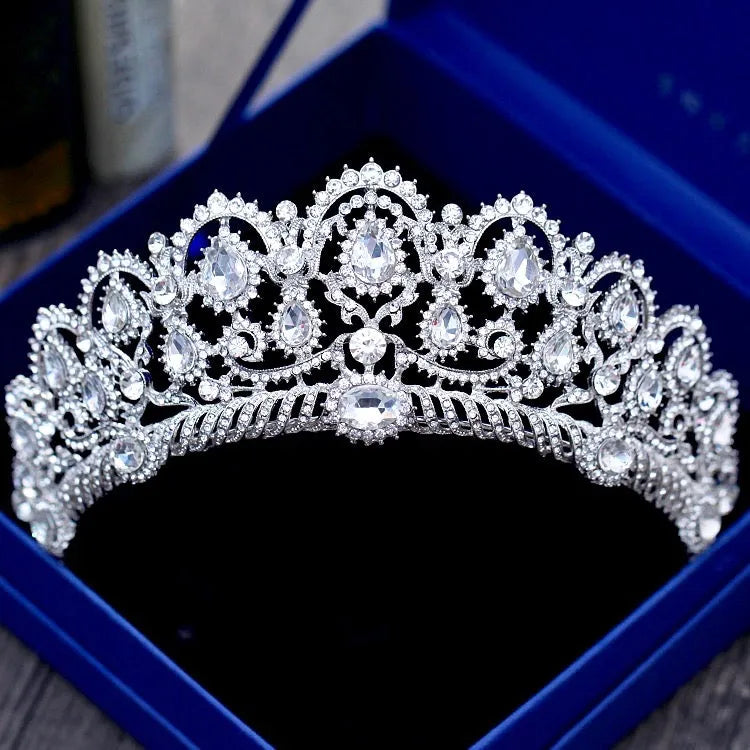 Tiara Crystal Rhinestone Silver (new) Silver Rhinestone Crystal Queen Tiara Prom Crown Bridal  main image 4