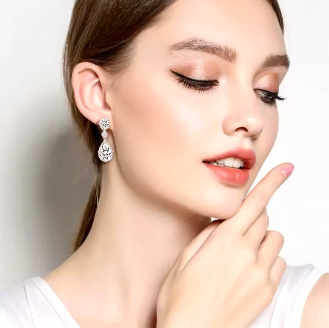 Wedding Jewelry - Cubic Zirconia Bridal Earrings - Available in Silver and Gold
