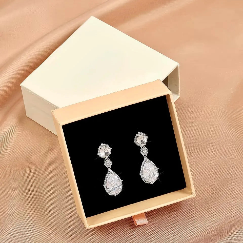 Wedding Jewelry - Cubic Zirconia Bridal Earrings - Available in Silver and Gold