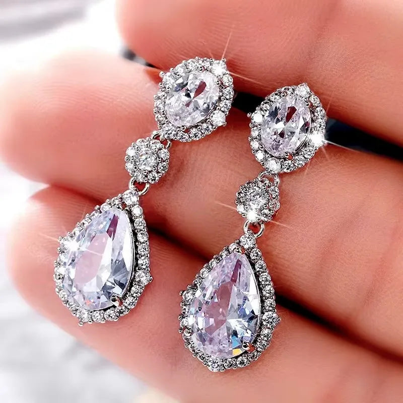 Wedding Jewelry - Cubic Zirconia Bridal Earrings - Available in Silver and Gold